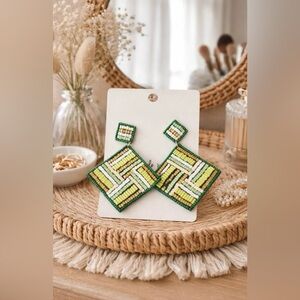 Jade Triangle Beaded Earrings